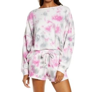 Free People Pink and Gray Tie-Dye Lounge Set